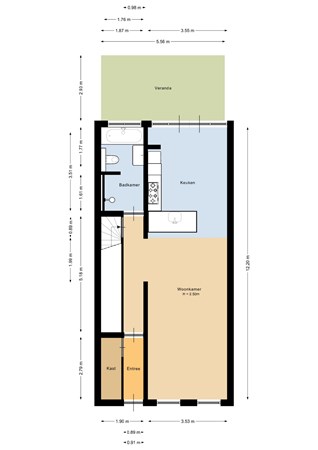 Floorplan - Gordelweg 194D, 3038 GJ Rotterdam